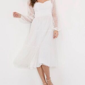 Lulu's Affectionate Aura White Swiss Dot
Midi Dress